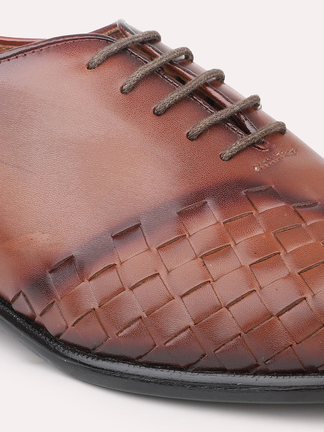 Atesber Brown Textured Lace-Up For Men's