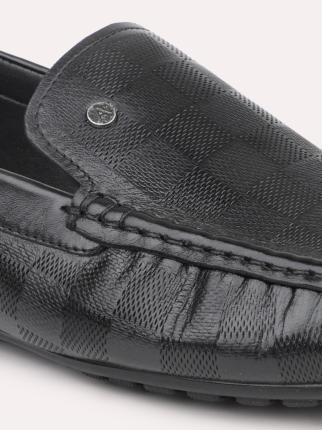 Atesber Black Textured Driving Casual Shoes For Mens