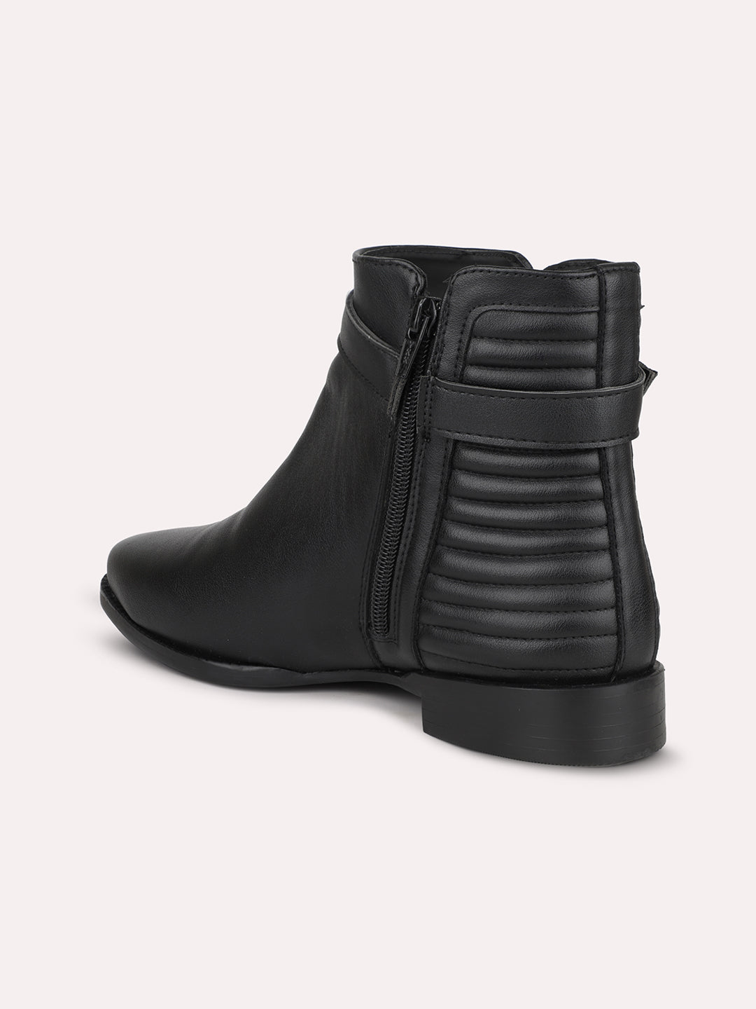 Women Black Mid-Top Regular Boots With Buckle Detail