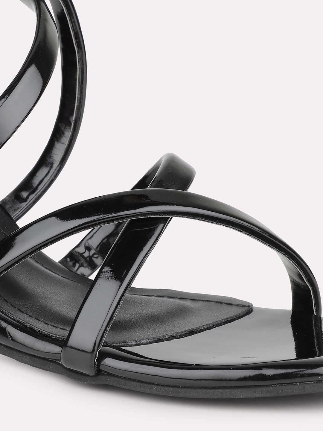 Women Black Block Heels With Ankle Loop