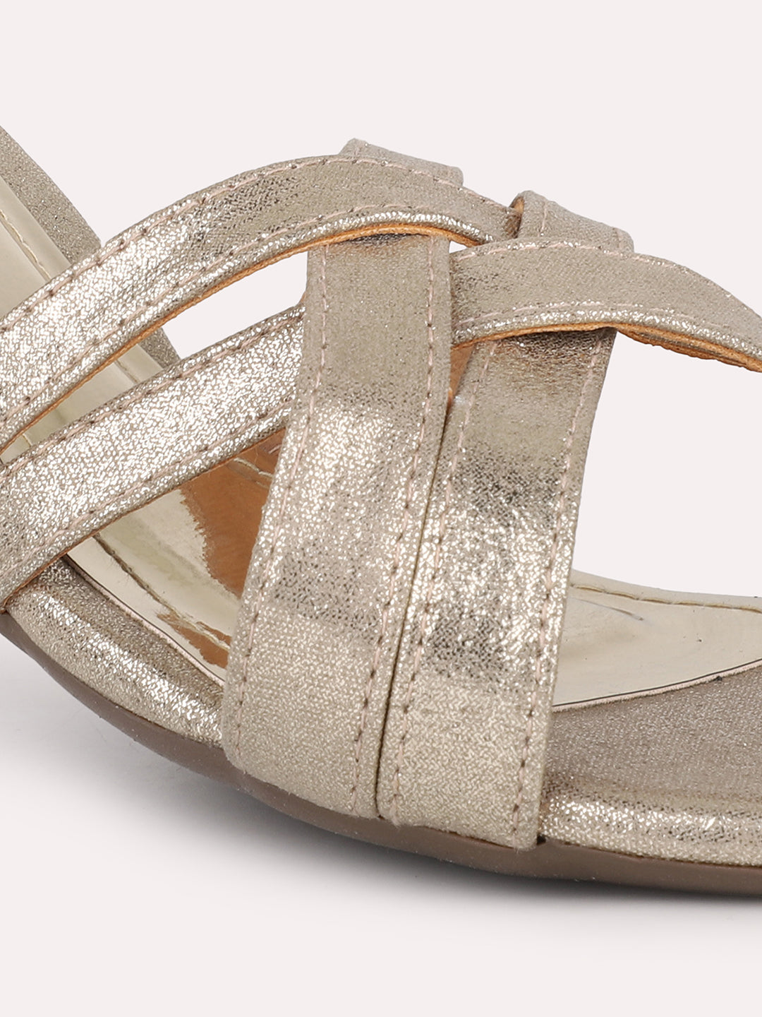 Women Gold Slim Heels with Metallic Finish