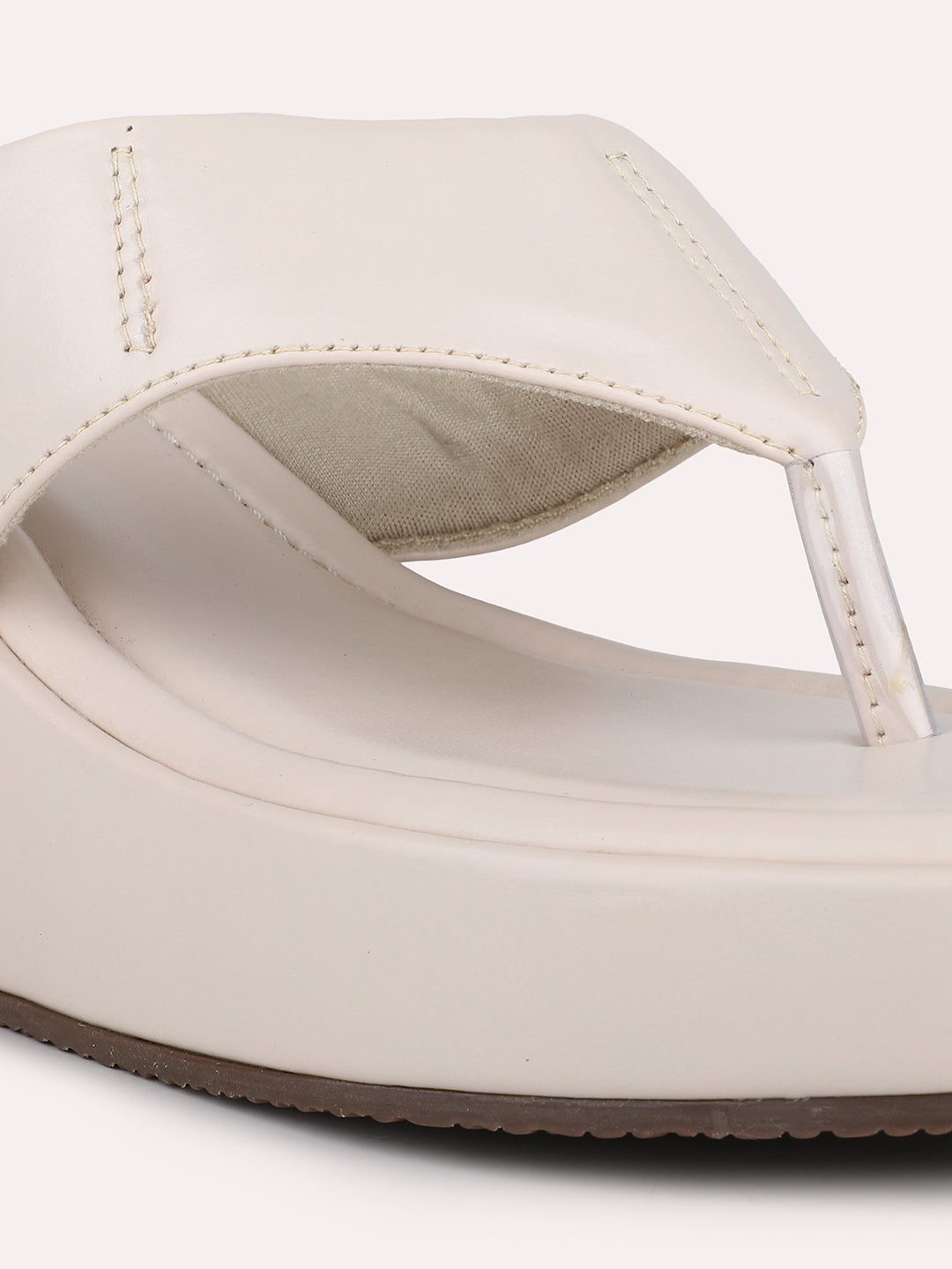 Women Cream Solid Open Back Open Toe Wedges