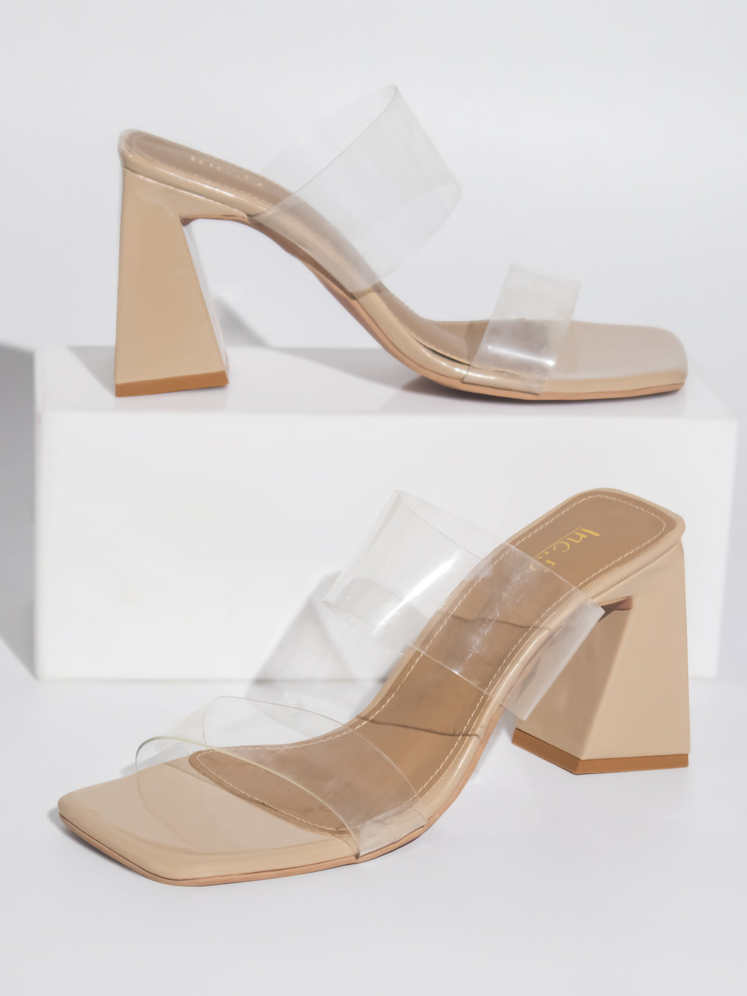 Clear block discount heels closed toe