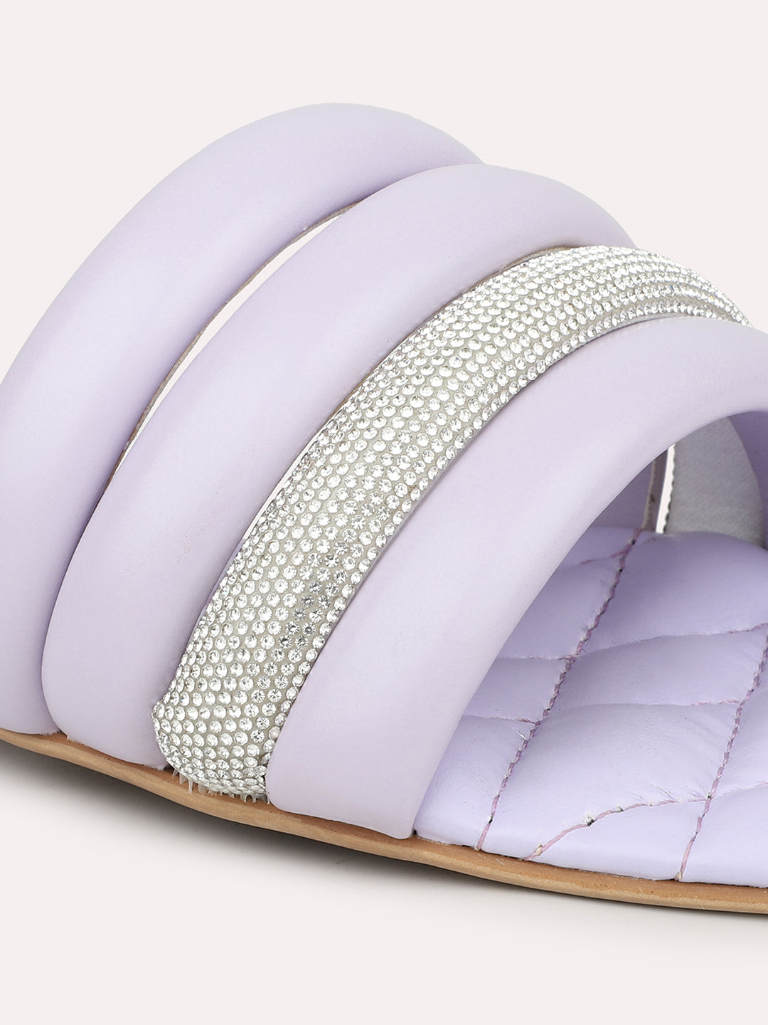 Women Purple Embellished Open Toe Flats