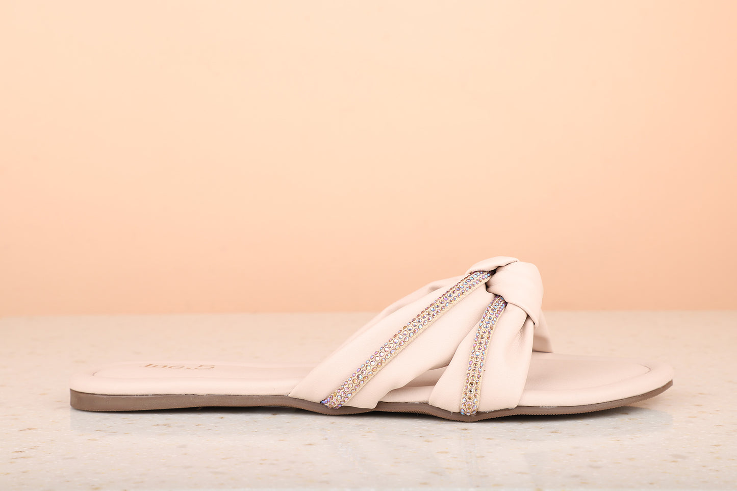 Women Beige Open Toe Midnight Knots Flats