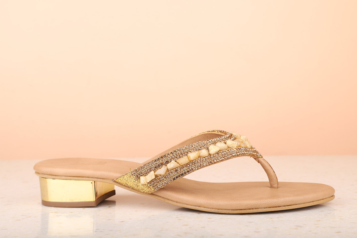 Women Antique Embellished Block Sandals