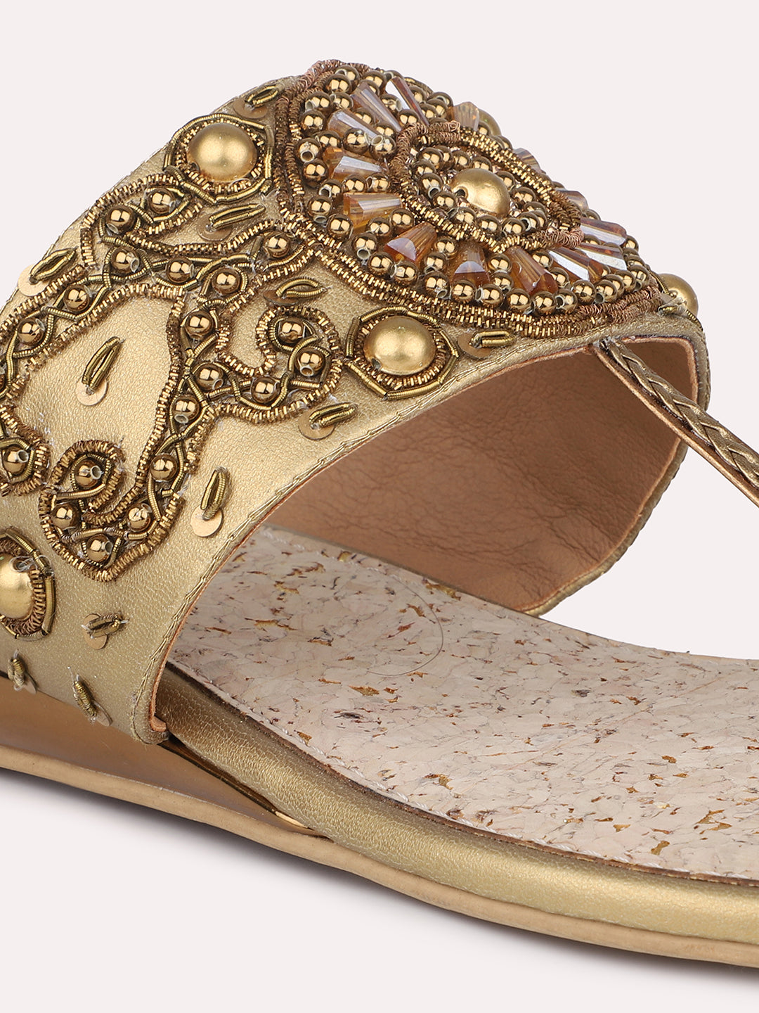 Women Antique Ethnic Embellished One-Toe Wedges Heels