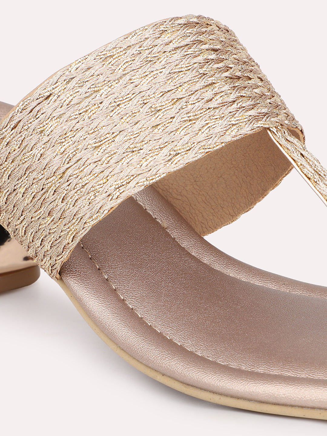 Women Rose Gold Embellished Block Heels