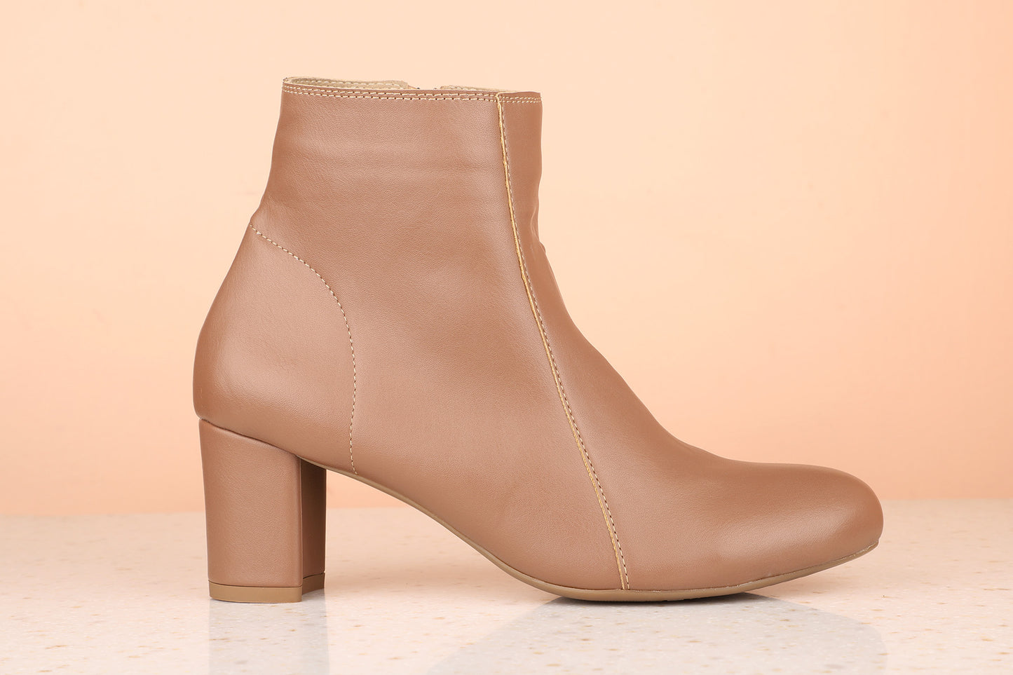 Women Chikoo Solid Block Heeled Boots