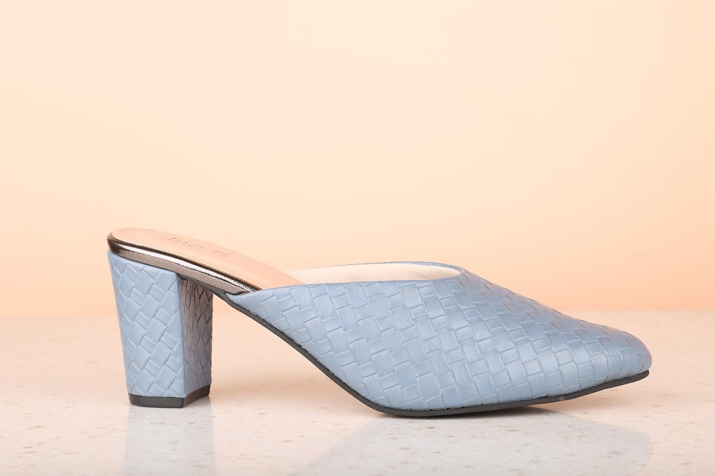 Women Blue Textured Block Mules