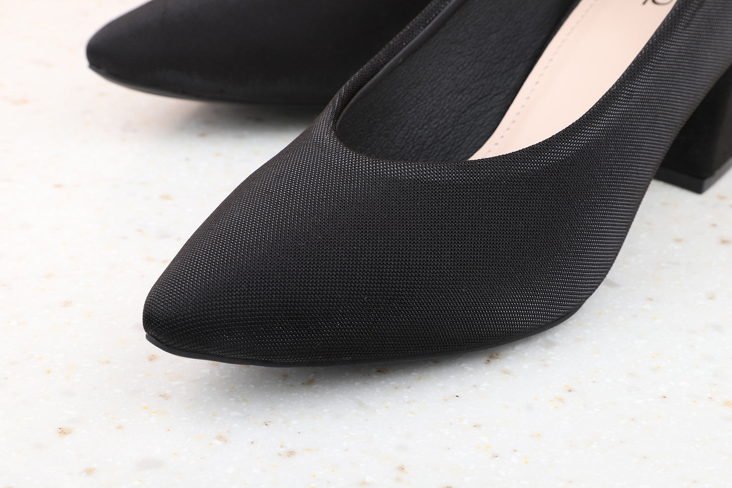 Women Black Textured Block Pumps