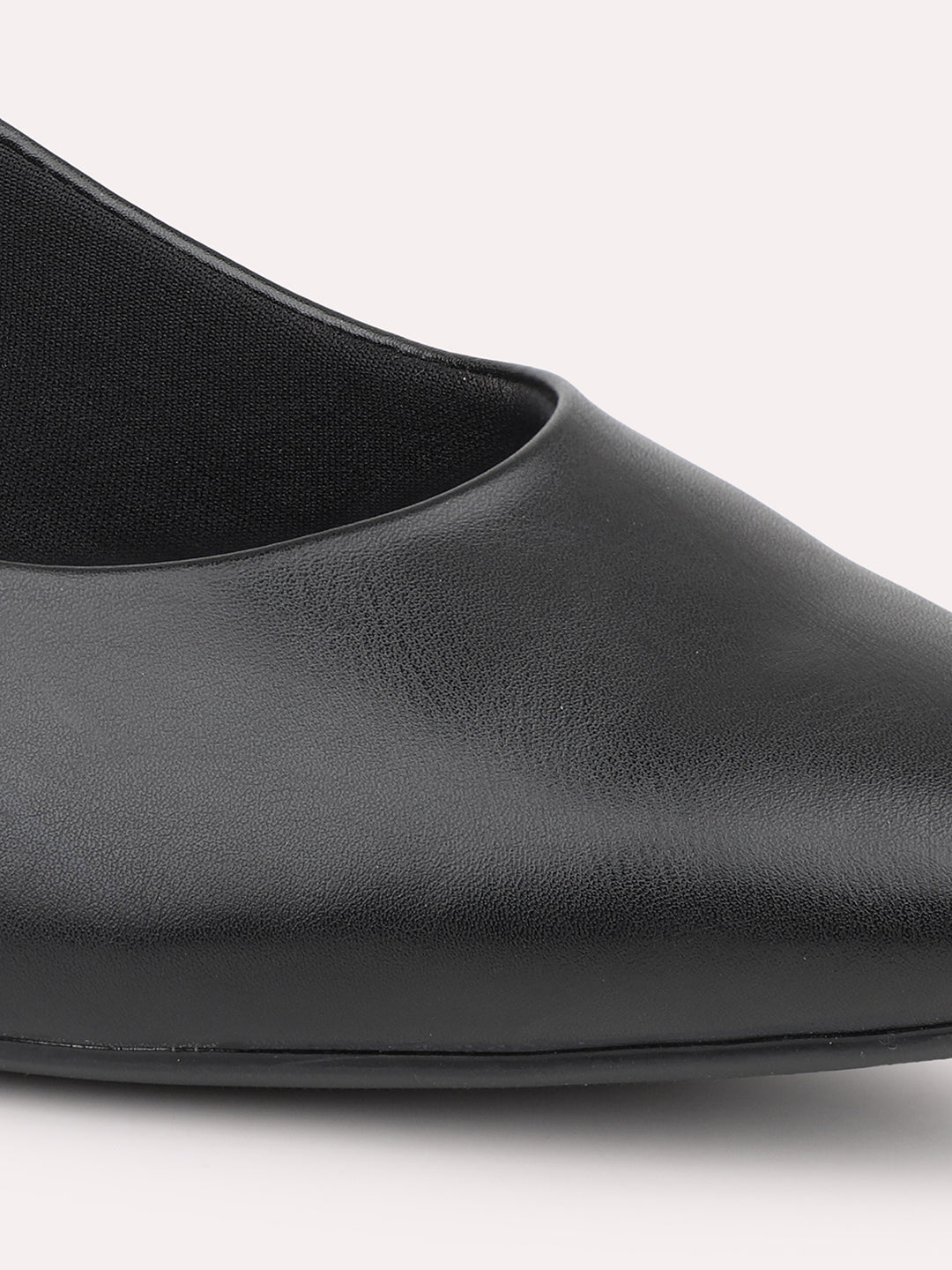 Women Black Pointed Toe Block Pumps