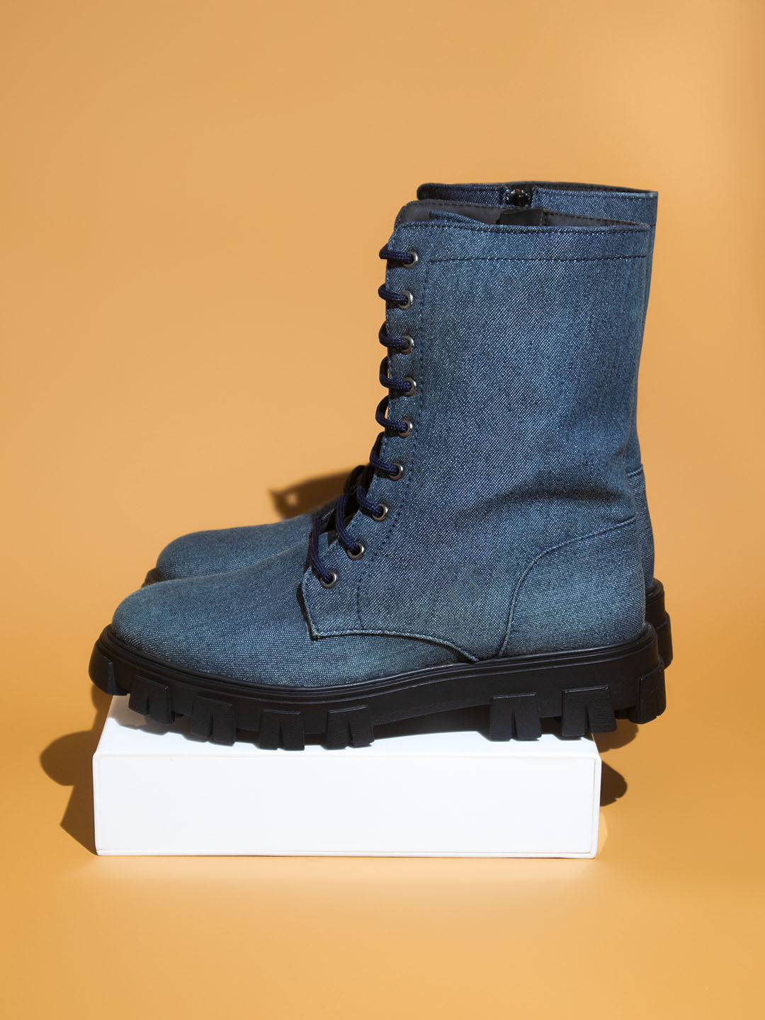 Buy Now Women Textured High Top Canvas Lace Up Regular Boots