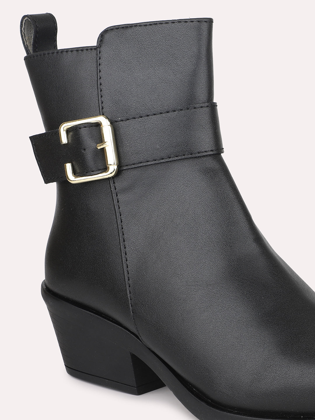 Women Black Block-Heeled Chelsea Boots
