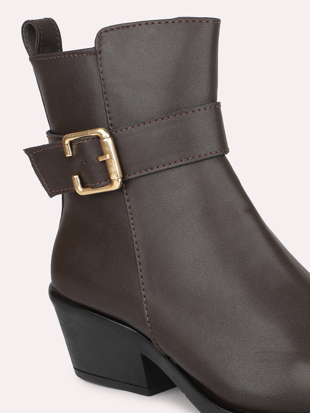 Women Brown Block-Heeled Chelsea Boots