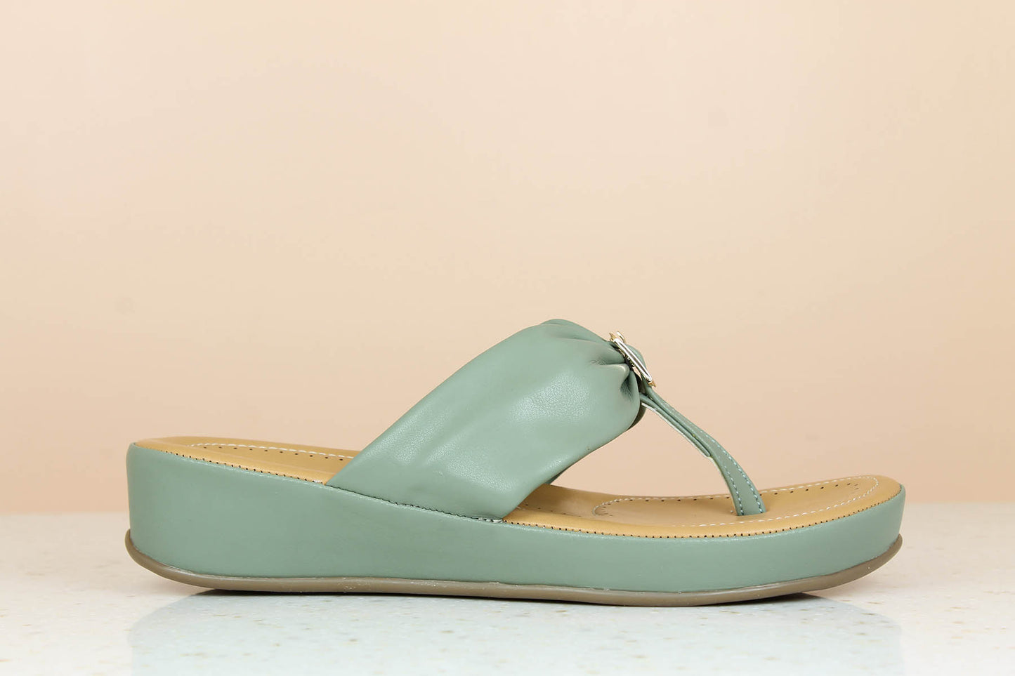 Women Green Solid Comfort Sandals
