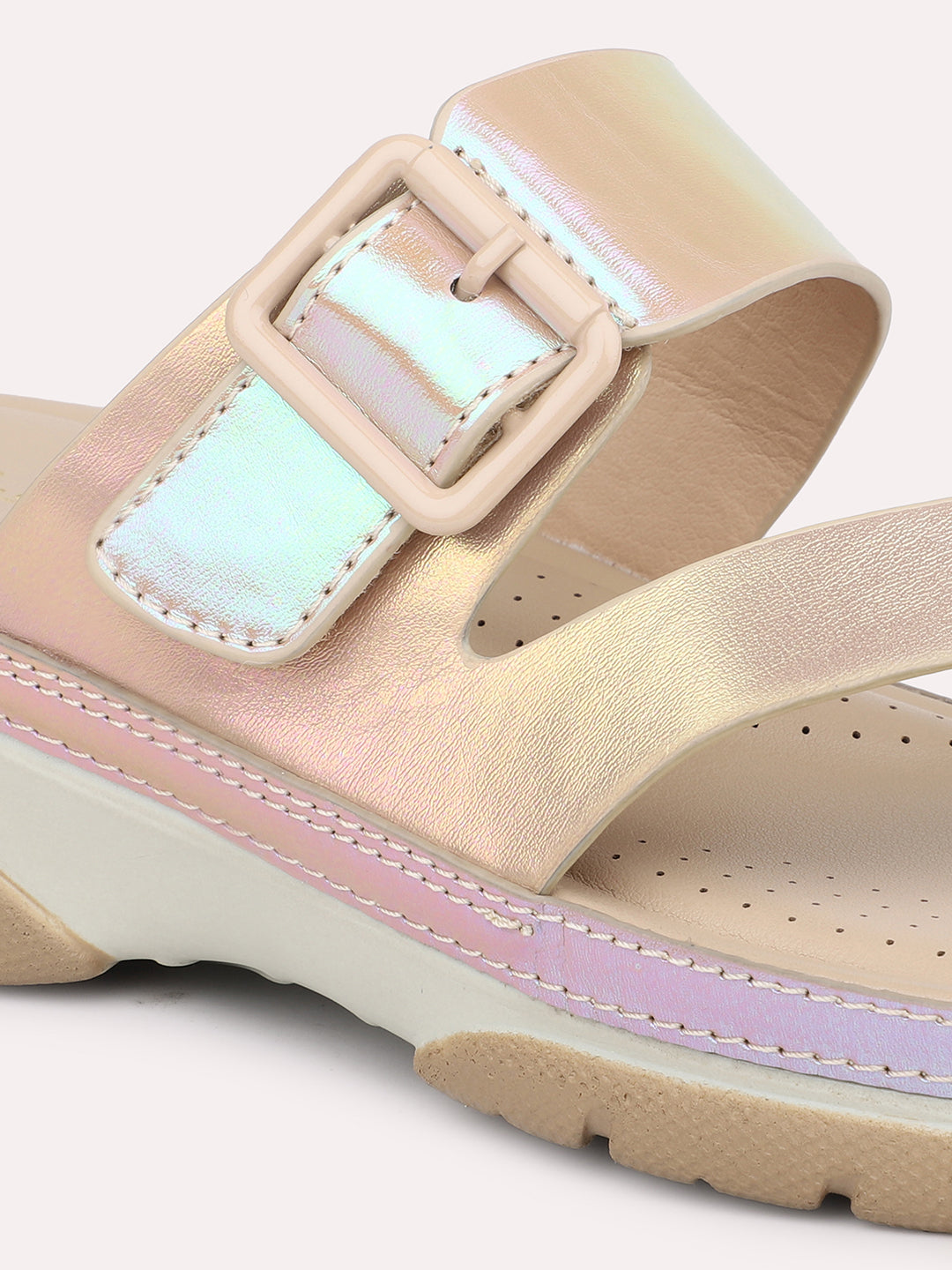 Women Rose Gold One Toe Comfort Heels