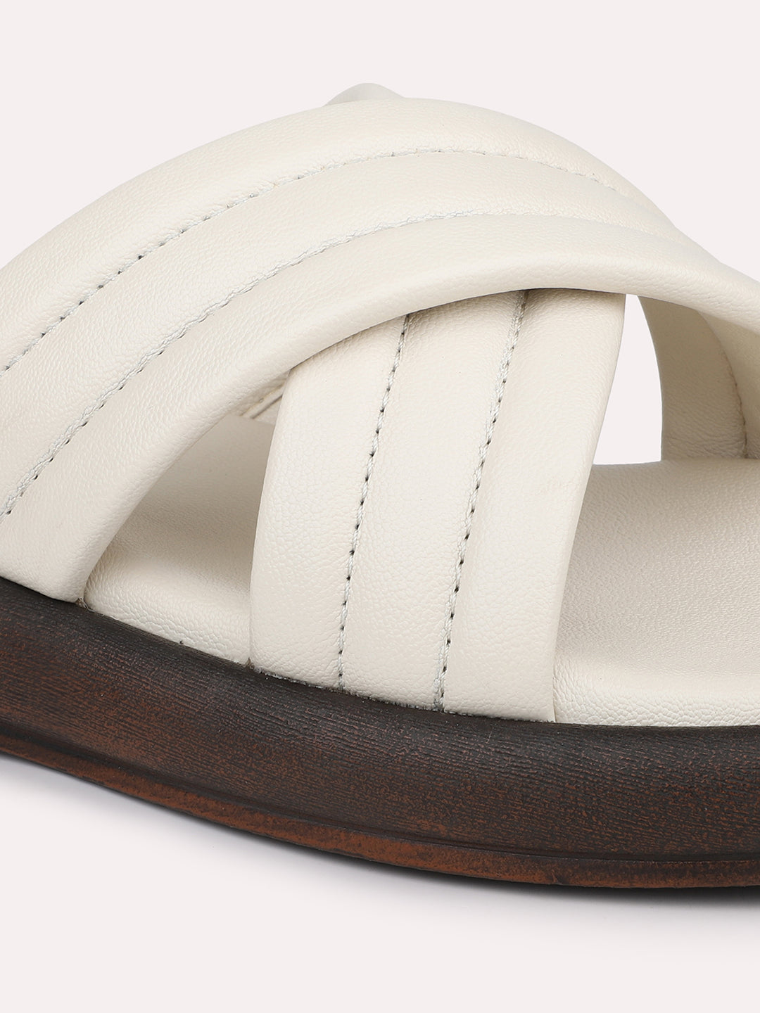 Women Cream Open Toe Flats