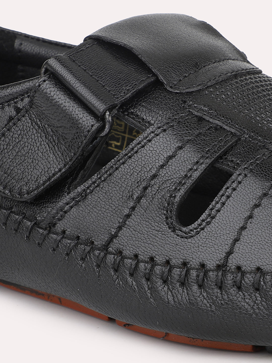 Atesber Black Striped Casual Sandal For Men