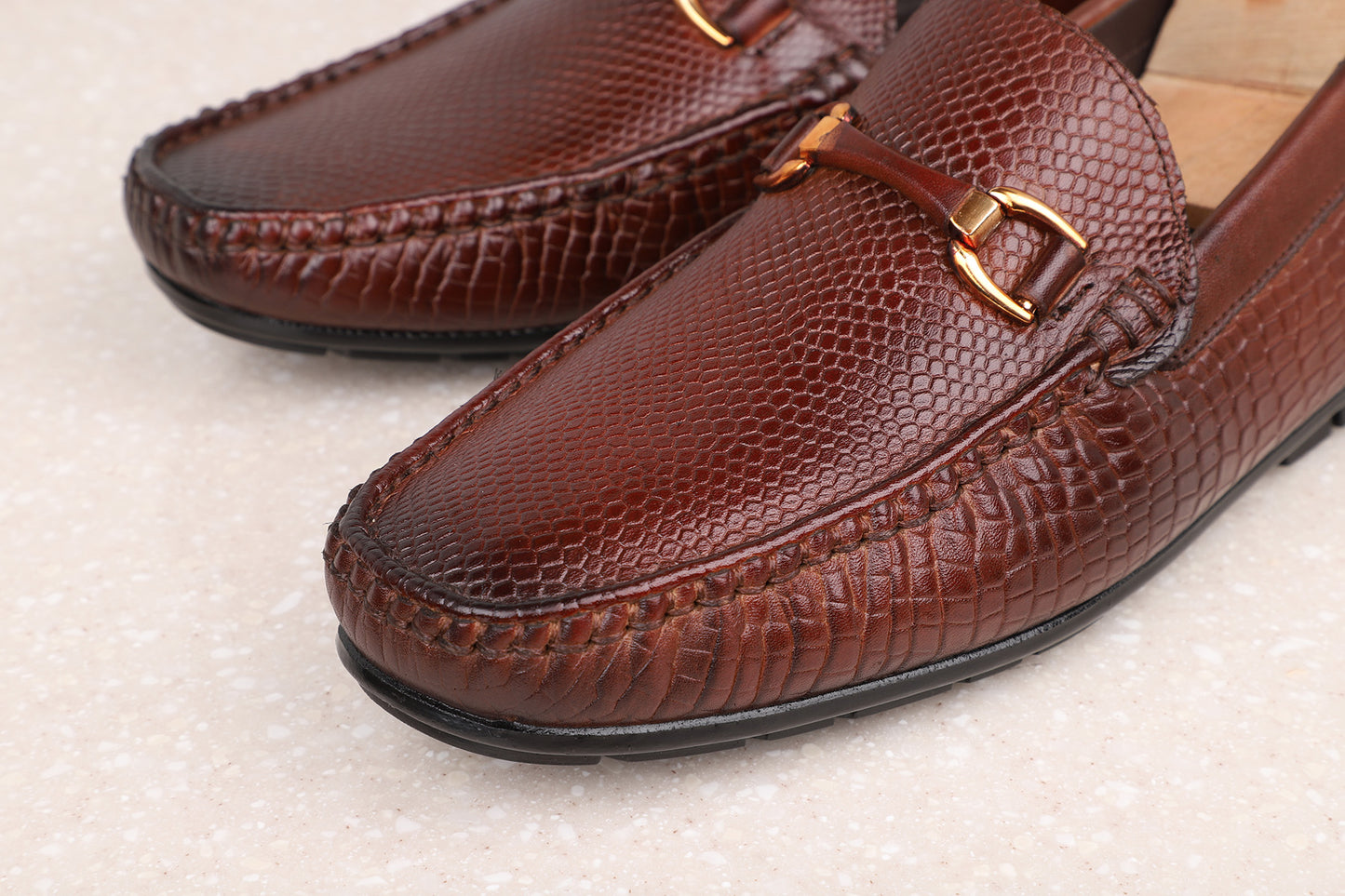 Privo Textured Driving Shoe-Brown For Men