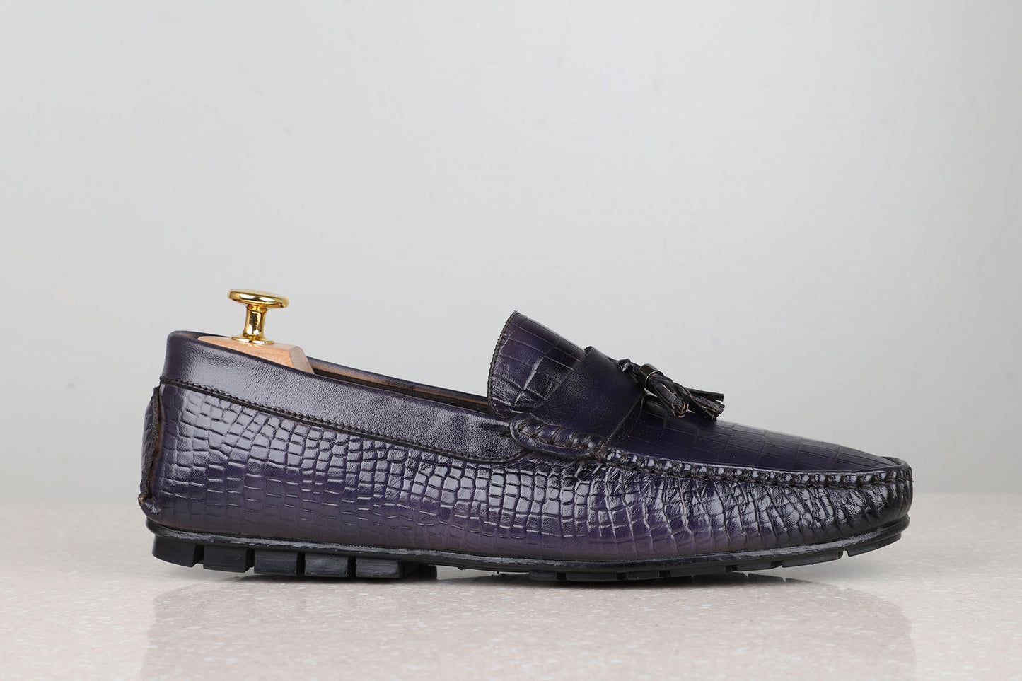 Privo Textured Driving Shoe-Blue For Men