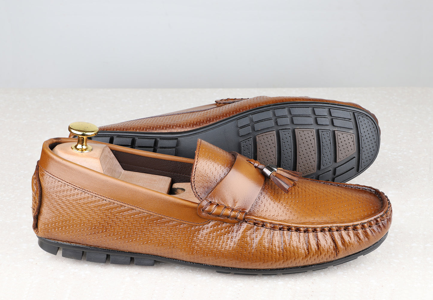 Privo Textured Driving Shoe-Tan For Men