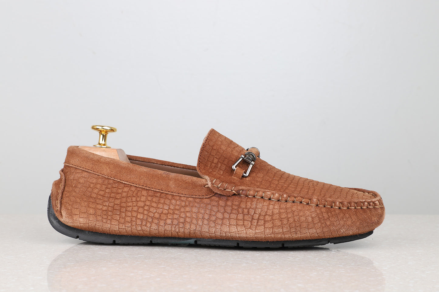 Privo Textured Driving Shoe-Tan For Men