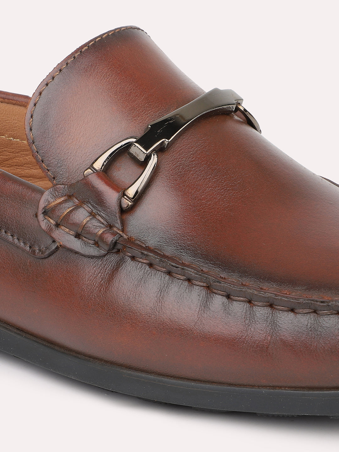 Atesber Tan Solid Loafer Shoes For Men