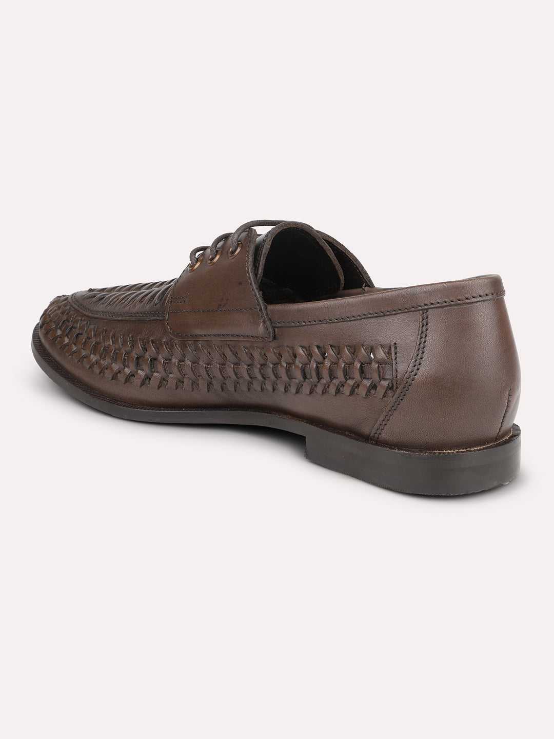 Atesber Brown Textured Casual Lace-up For Mens
