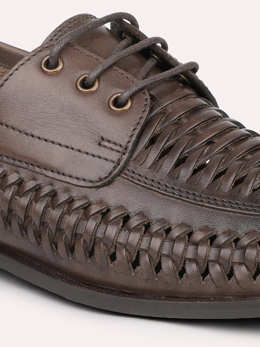 Atesber Brown Textured Casual Lace-up For Mens