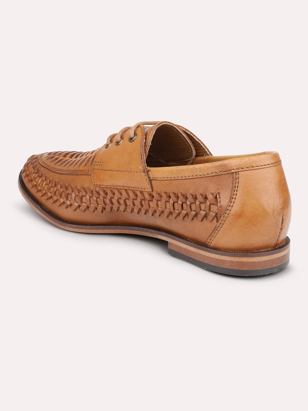 Atesber Tan Textured Casual Lace-up For Mens