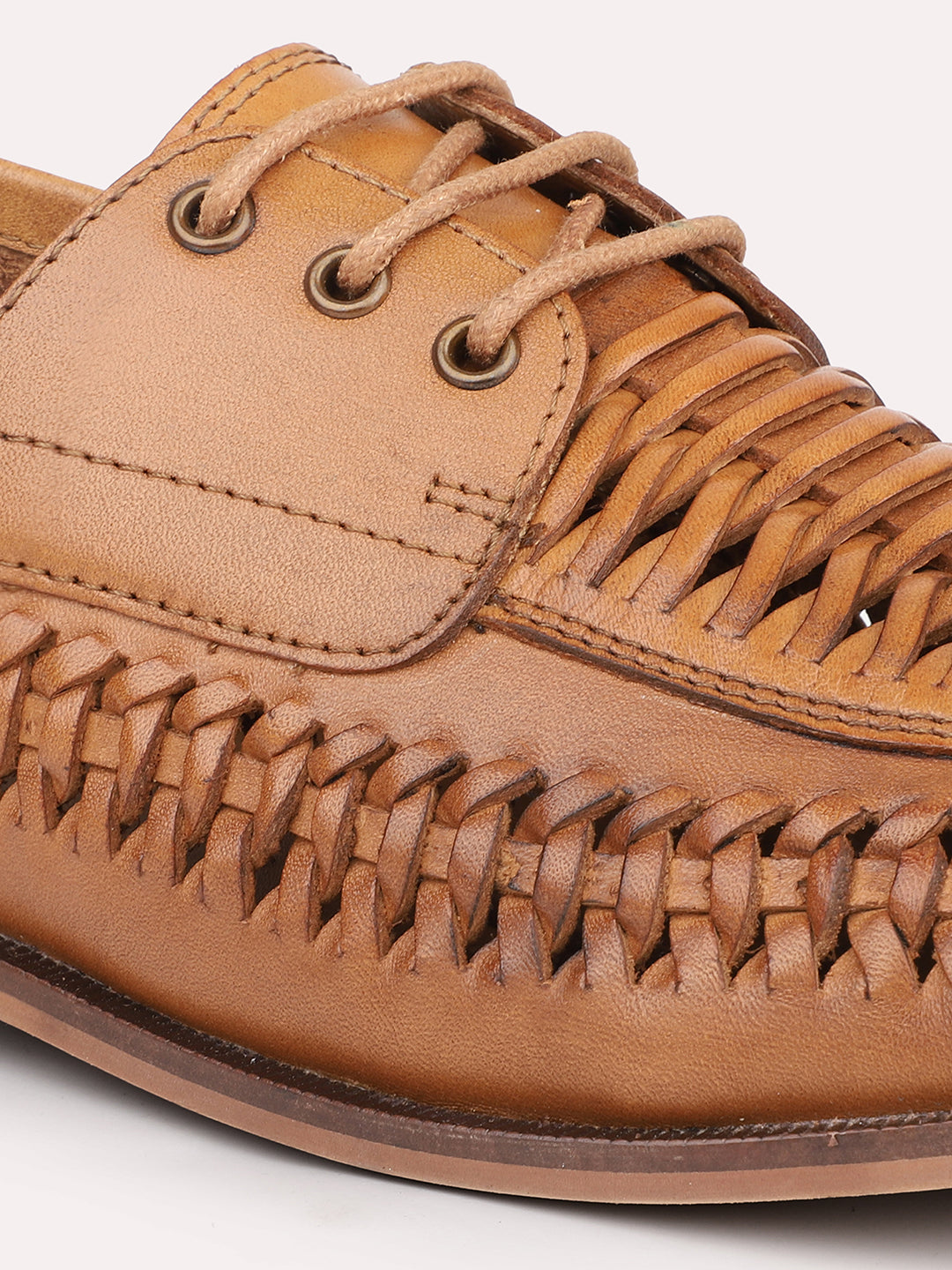 Atesber Tan Textured Casual Lace-up For Mens