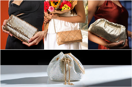 Mix and match: clutch bag for women with partywear dresses and gowns