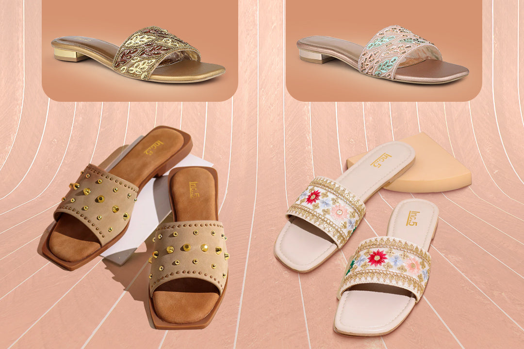 Embellished Flats from Inc.5 to Complement Her Festive Rakhi Outfit.