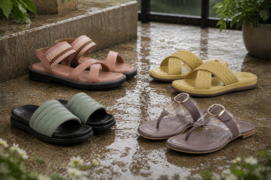 Monsoon-ready footwear for women, stylish sandals and flats for rainy days