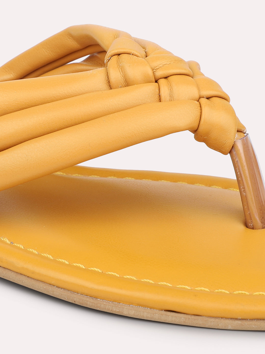 Women Yellow Open Toe Flats