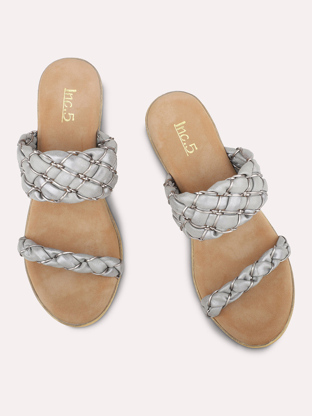 Women Pewter Textured Wedge Heels