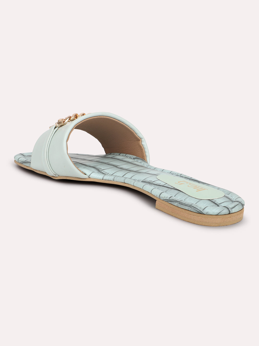 Women Green Open Toe Flats