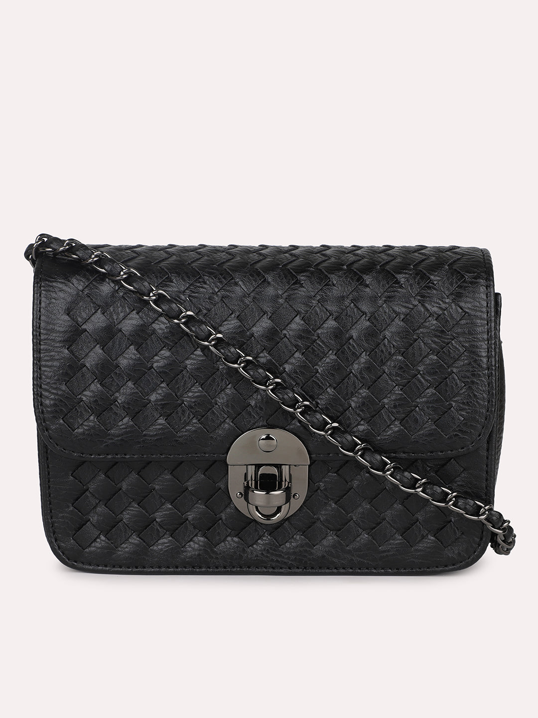 Women Black Textured Sling Bag