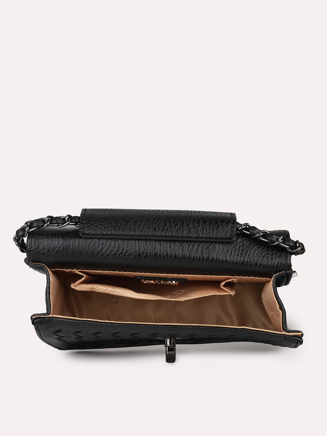 Women Black Textured Sling Bag