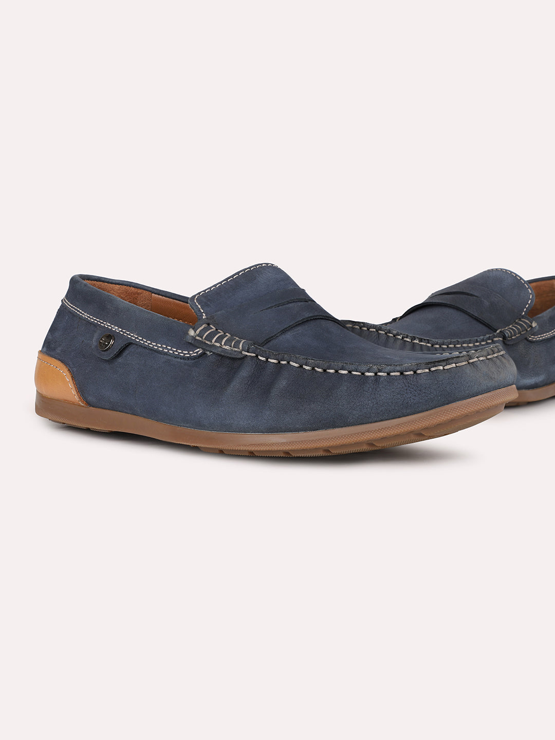Mens Blue Casual Solid Square Loafer Shoe