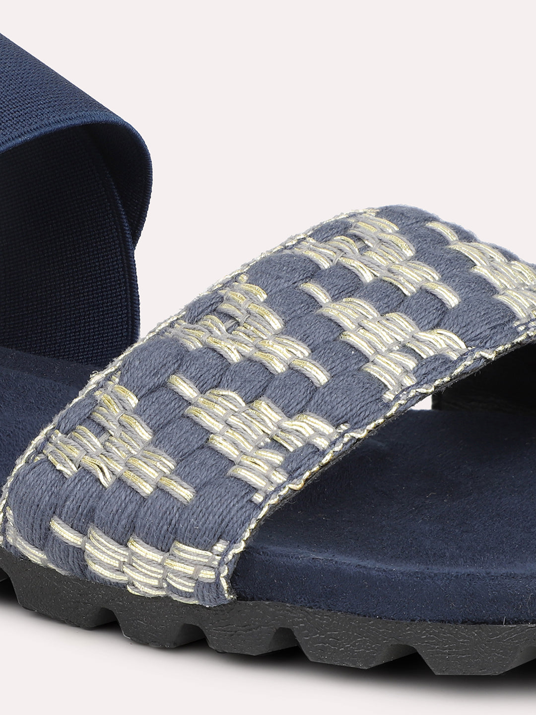 Women Navy Open Toe Backstrap Sandals
