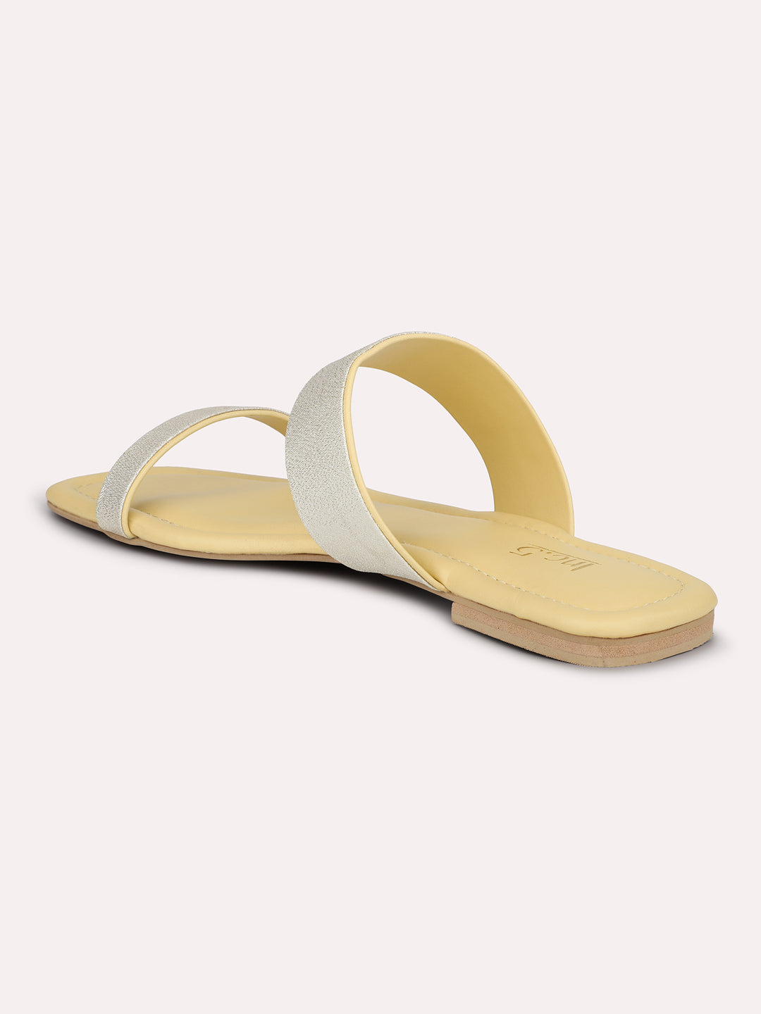 Women Yellow & Silver Colourblocked Open Toe Flats