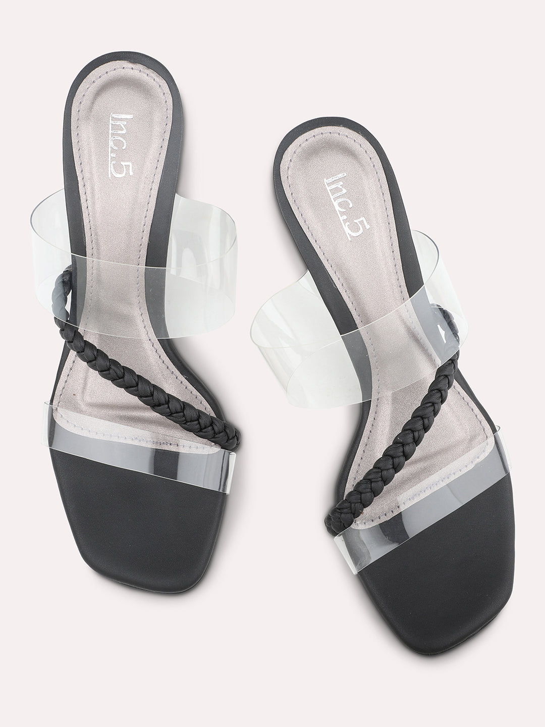 Women Black & Transparent Colourblocked Stiletto Heels