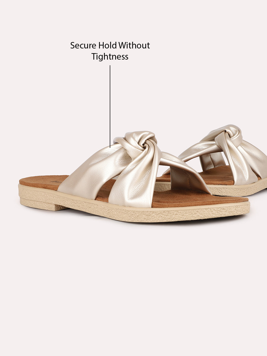 Womens Golden Party Wear Solid Open Toe Flats