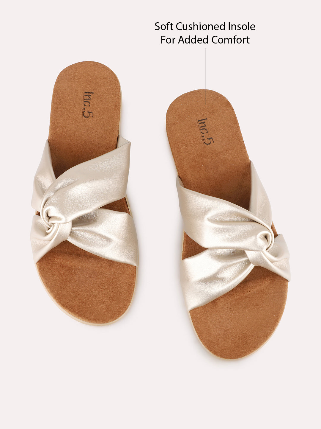 Womens Golden Party Wear Solid Open Toe Flats