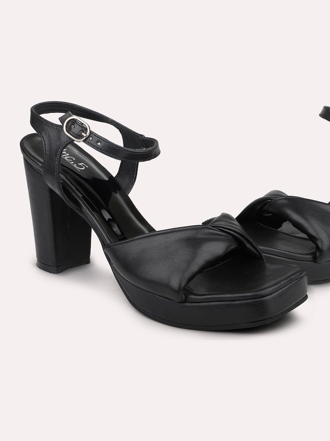 Women Black Solid Platform Heels