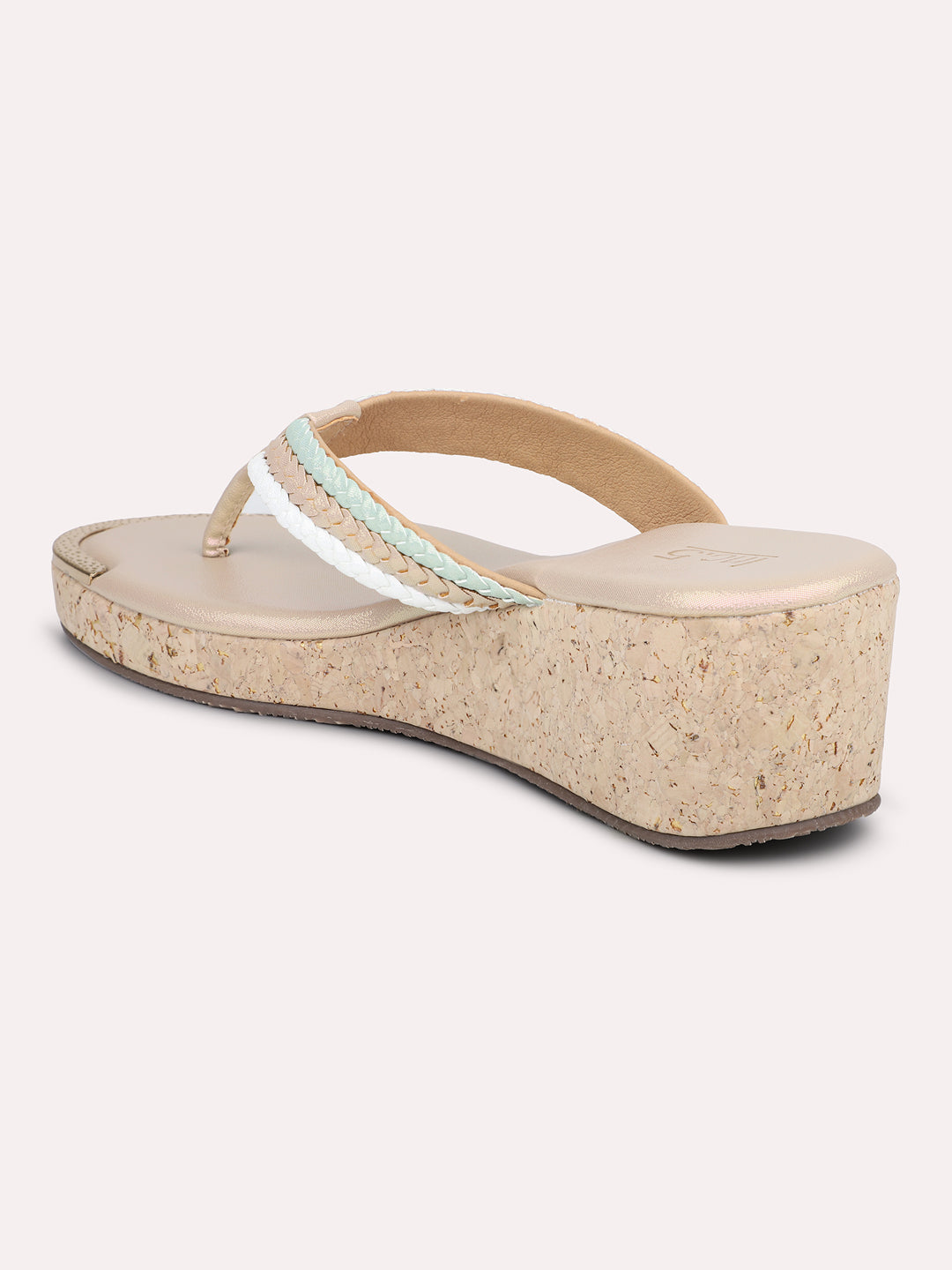 Women Gold Textured Wedge Sandals