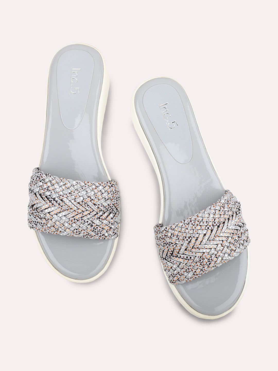Women Grey Textured Comfort Heels
