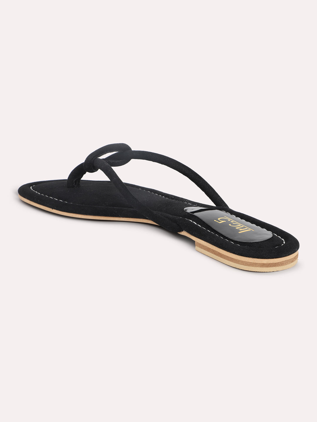 Women Black Open Toe Flats